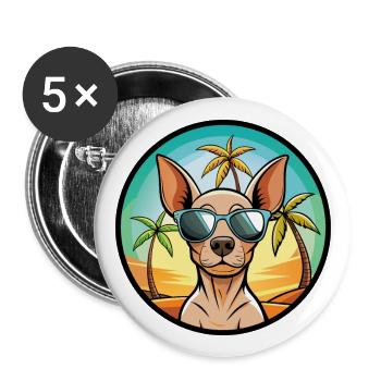 American Hairless Terrier Chien Race Dessin Animé Plage - Lot de 5 grands badges (56 mm) - blanc - Devant