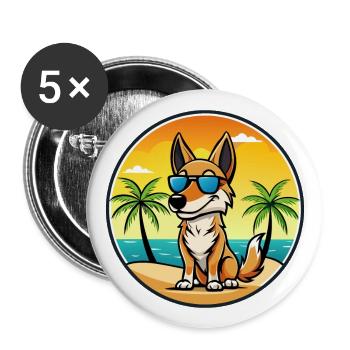 Australian Kelpie Dog Breed Cartoon Sunglass Beach - Buttons large 2.2''/56 mm (5-pack) - white - Front