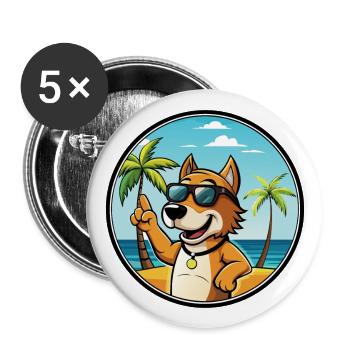 Auvergne Vorstehhund Rasse Cartoon Sonnenbrille Strand - Buttons groß 56 mm (5er Pack) - Weiß - Vorne