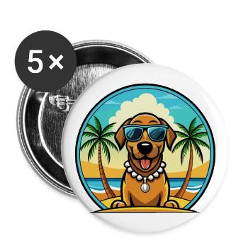 Bavarian Mountain Hound Dog Breed Cartoon Beach - Buttons large 2.2''/56 mm (5-pack) - white - Front