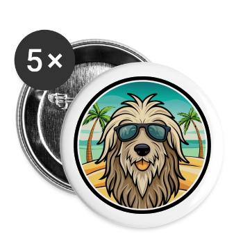 Bergamasco Dog Breed Cartoon Sunglasses Beach - Buttons large 2.2''/56 mm (5-pack) - white - Front