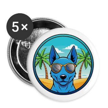Blaue thailändische Ridgeback Hunderasse Cartoon Sonnenbrille - Buttons groß 56 mm (5er Pack) - Weiß - Vorne