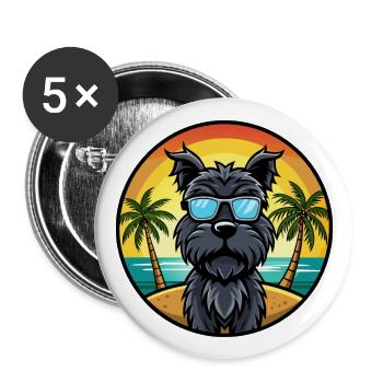Lunettes de soleil de dessin animé de race de chien terrier russe noir - Lot de 5 grands badges (56 mm) - blanc - Devant