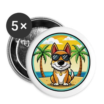 Ariegeois Chien Race Dessin Animé Lunettes de Soleil Plage - Lot de 5 grands badges (56 mm) - blanc - Devant