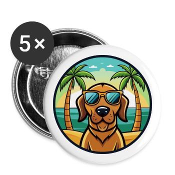 Bloodhound Hund Rasse Cartoon Sonnenbrille Strand - Buttons groß 56 mm (5er Pack) - Weiß - Vorne