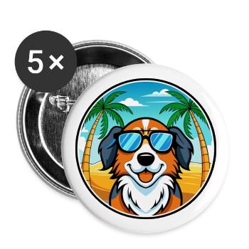 Bernese Mountain Dog Breed Cartoon Sunglass Beach - Buttons large 2.2''/56 mm (5-pack) - white - Front