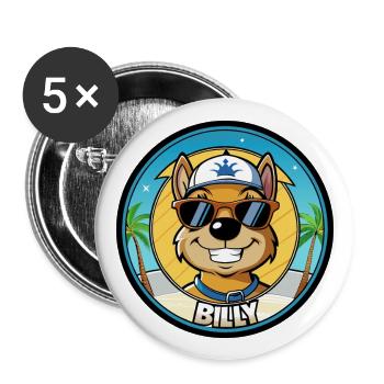 Billy Hunderasse Cartoon Sonnenbrille Strand - Buttons groß 56 mm (5er Pack) - Weiß - Vorne