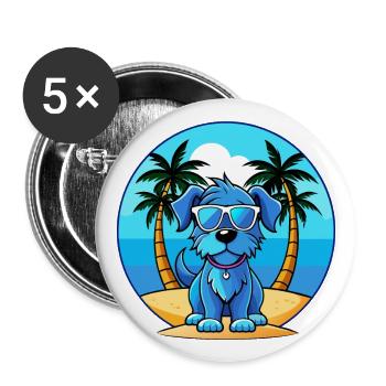Blaue Picardie Spaniel Hund Rasse Cartoon Sonnenbrille - Buttons groß 56 mm (5er Pack) - Weiß - Vorne