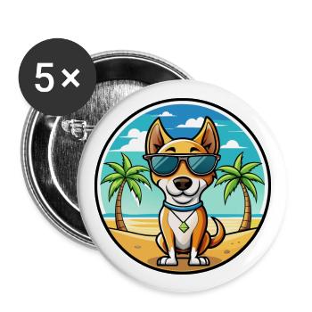Brasilianischer Terrier Hunderasse Cartoon Sonnenbrille Strand - Buttons groß 56 mm (5er Pack) - Weiß - Vorne