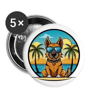 Broholmer Hunderasse Cartoon Sonnenbrille Strand - Buttons groß 56 mm (5er Pack) - Weiß - Vorne