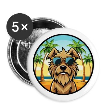 Briard Dog Breed Cartoon Sunglasses Beach - Buttons large 2.2''/56 mm (5-pack) - white - Front