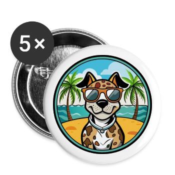 Catahoula Léopard Chien Race Dessin Animé Lunettes De Soleil Plage - Lot de 5 grands badges (56 mm) - blanc - Devant