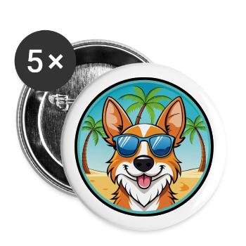 Brittany Dog Breed Cartoon Lunettes de soleil Beach - Lot de 5 grands badges (56 mm) - blanc - Devant
