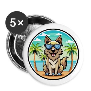 Carpathian Shepherd Dog Breed Cartoon Sunglasses - Buttons large 2.2''/56 mm (5-pack) - white - Front