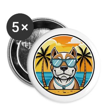 Bully Kutta Chien Race Dessin Animé Lunettes De Soleil Plage - Lot de 5 grands badges (56 mm) - blanc - Devant