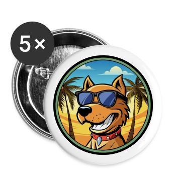 Kanarische Warren Hound Hunderasse Cartoon Sonnenbrille - Buttons groß 56 mm (5er Pack) - Weiß - Vorne