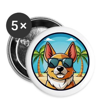 Combai Dog Breed Cartoon Sunglasses Beach - Buttons large 2.2''/56 mm (5-pack) - white - Front
