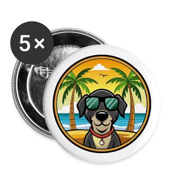 Lunettes de soleil de race de chien de chien de la Forêt-Noire - Lot de 5 grands badges (56 mm) - blanc - Devant