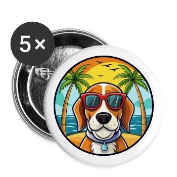 Bracco Italiano Chien Race Dessin Animé Lunettes De Soleil Plage - Lot de 5 grands badges (56 mm) - blanc - Devant