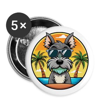 Cesky Terrier Hunderasse Cartoon Sonnenbrille Strand - Buttons groß 56 mm (5er Pack) - Weiß - Vorne