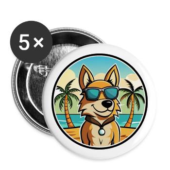 Cesky Fousek Chien Race Dessin Animé Lunettes de Soleil Plage - Lot de 5 grands badges (56 mm) - blanc - Devant