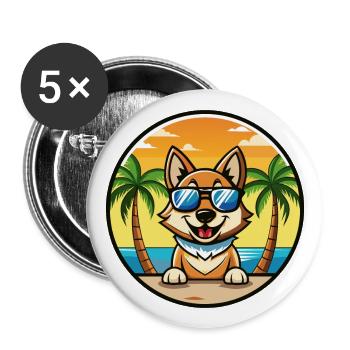 Lunettes de soleil tchécoslovaques Vlcak Dog Breed Cartoon - Lot de 5 grands badges (56 mm) - blanc - Devant