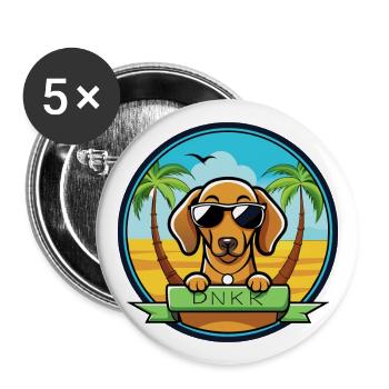 Dunker Hunderasse Cartoon Sonnenbrille Strand - Buttons groß 56 mm (5er Pack) - Weiß - Vorne