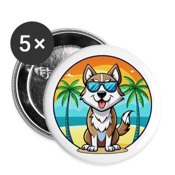 Ostsibirische Laika-Hunderasse Cartoon-Sonnenbrille - Buttons groß 56 mm (5er Pack) - Weiß - Vorne
