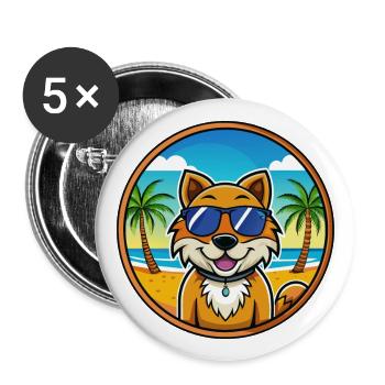Dutch Smoushond Dog Breed Cartoon Sunglasses Beach - Buttons large 2.2''/56 mm (5-pack) - white - Front