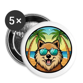 Eurasier Dog Breed Cartoon Sunglasses Beach - Buttons large 2.2''/56 mm (5-pack) - white - Front