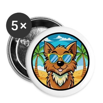 Griffon Nivernais Hunderasse Cartoon Sonnenbrille Strand - Buttons groß 56 mm (5er Pack) - Weiß - Vorne