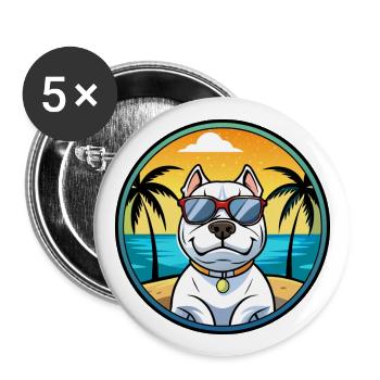 Dogue Argentino Chien Race Dessin Animé Lunettes De Soleil Plage - Lot de 5 grands badges (56 mm) - blanc - Devant