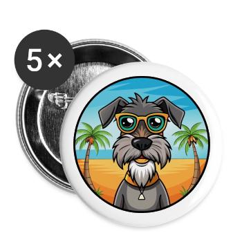 Deutscher Wachtelhund Hunderasse Cartoon Sonnenbrille - Buttons groß 56 mm (5er Pack) - Weiß - Vorne
