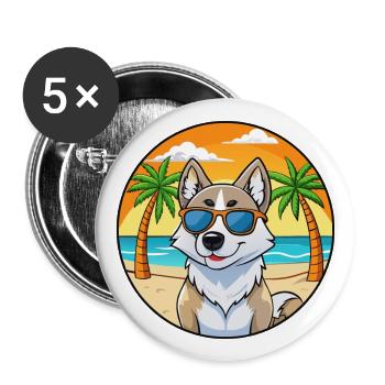 Karelo Finnish Laika Dog Breed Cartoon Sunglasses - Buttons large 2.2''/56 mm (5-pack) - white - Front