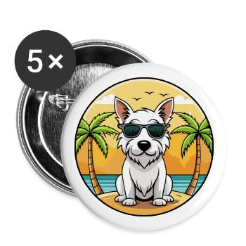 English White Terrier Dog Breed Cartoon Sunglasses - Buttons large 2.2''/56 mm (5-pack) - white - Front