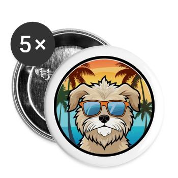 Havenese Chien Race Dessin Animé Lunettes De Soleil Plage - Lot de 5 grands badges (56 mm) - blanc - Devant