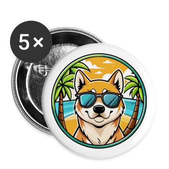 Jindo Dog Breed Cartoon Sunglasses Beach - Buttons large 2.2''/56 mm (5-pack) - white - Front
