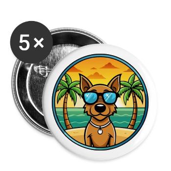 Jagdterrier Dog Breed Cartoon Sunglasses Beach - Buttons large 2.2''/56 mm (5-pack) - white - Front