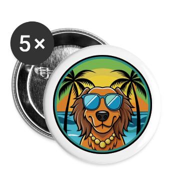 Gordon Setter Chien Race Dessin Animé Lunettes de Soleil Plage - Lot de 5 grands badges (56 mm) - blanc - Devant