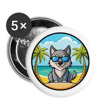 Greenland Dog Breed Cartoon Sunglasses Beach - Buttons large 2.2''/56 mm (5-pack) - white - Front
