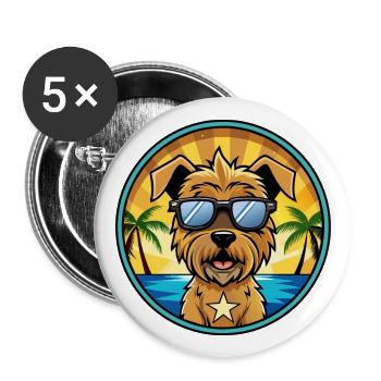 Glen Of Imaal Terrier Chien Race Dessin Animé Lunettes De Soleil - Lot de 5 grands badges (56 mm) - blanc - Devant