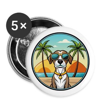 French Gascony Pointer Dog Breed Cartoon Beach - Buttons large 2.2''/56 mm (5-pack) - white - Front