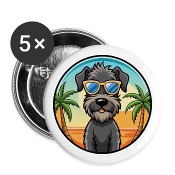 Kerry Blue Terrier Hunderasse Cartoon Sonnenbrille - Buttons groß 56 mm (5er Pack) - Weiß - Vorne
