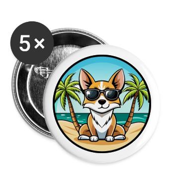 Miniature Fox Terrier Dog Breed Cartoon Sunglasses - Buttons large 2.2''/56 mm (5-pack) - white - Front