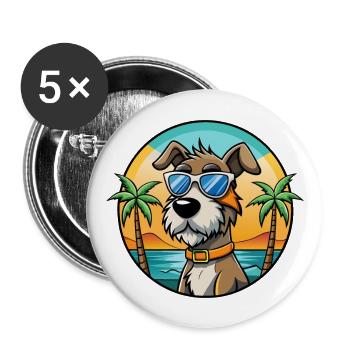 Istrischer Drahthaarhund Hunderasse Cartoon Beach - Buttons groß 56 mm (5er Pack) - Weiß - Vorne