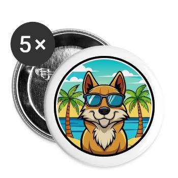 Lapponian Herder Dog Breed Cartoon Sunglass Beach - Buttons large 2.2''/56 mm (5-pack) - white - Front