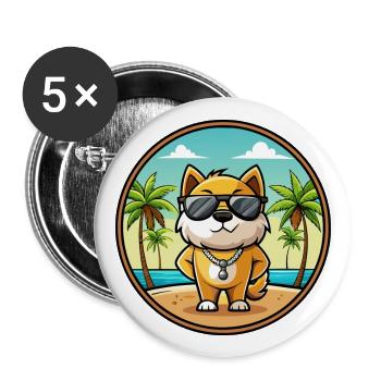 Milieu Asiatique Ovtcharka Chien Race Dessin Animé Plage - Lot de 5 grands badges (56 mm) - blanc - Devant