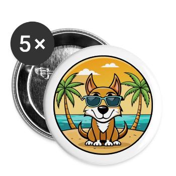 Latvian Hound Dog Breed Cartoon Sunglasses Beach - Buttons large 2.2''/56 mm (5-pack) - white - Front