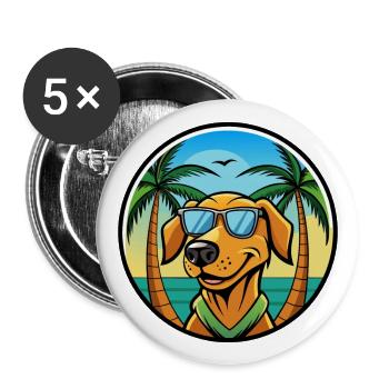 Lithuanian Hound Dog Breed Cartoon Sunglass Beach - Buttons large 2.2''/56 mm (5-pack) - white - Front