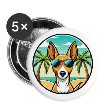 Podenco Canario Dog Breed Cartoon Sunglasses Beach - Buttons large 2.2''/56 mm (5-pack) - white - Front